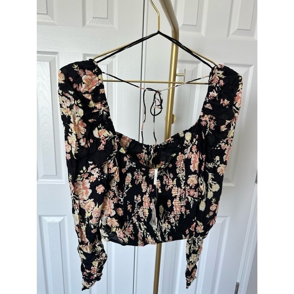 Free People Hilary Black Floral Print Top - Picture 8 of 14